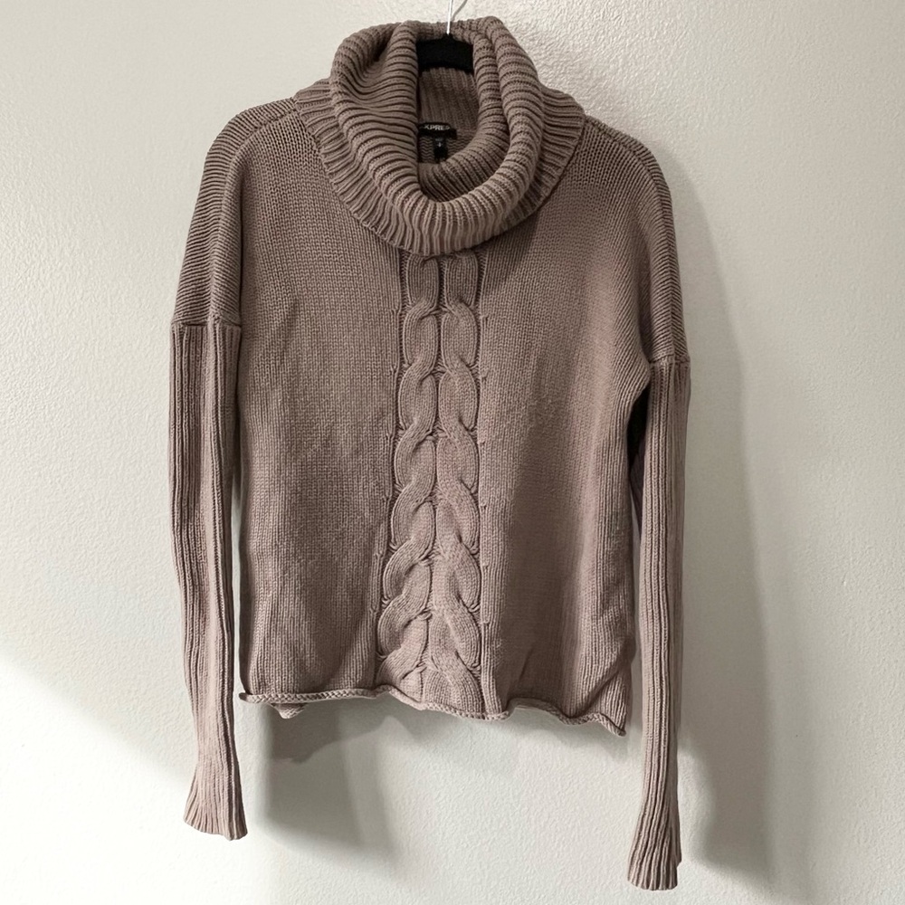 EXPRESS- Light Brown Turtleneck Knit Sweater Size S